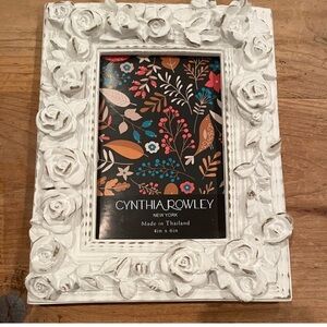Cynthia Rowley Hand Carved Wood Floral Shabby Chic Photo Frame